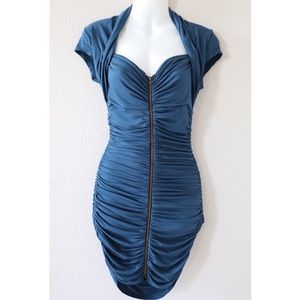 MYSTIC blue ruched dress